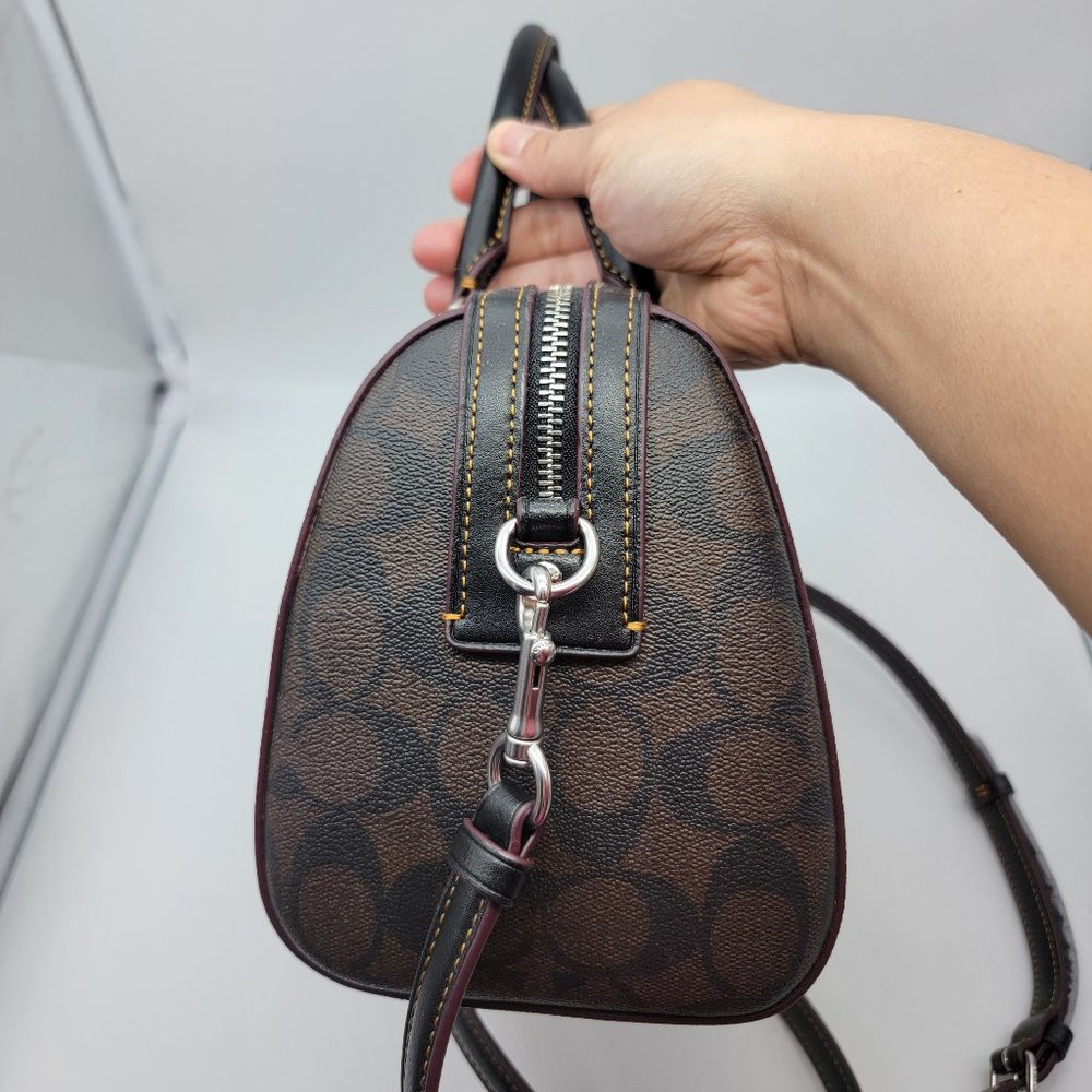 Coach Rowan Satchel in Signature Canvas Leopard Print CC758 Light Saddle Multi - Picture 3 of 10